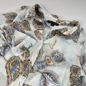 Zac & Rachel Womens Sheer Paisley‎ Print Button Up Long Sleeve Convertible 606